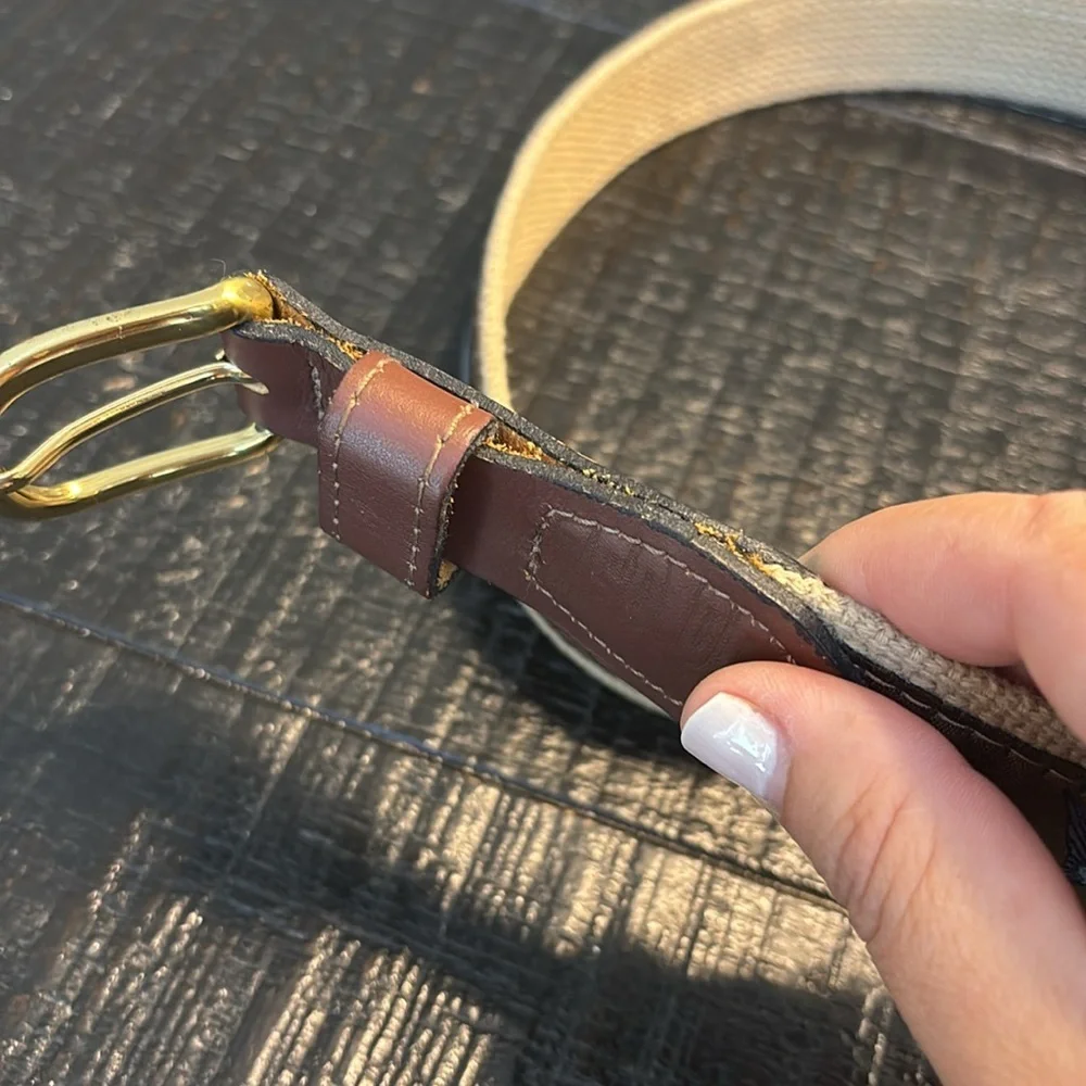 Zep-Pro Fish Canva Leather Brown Beige Coastal Belt size 38 - Picture 3 of 9